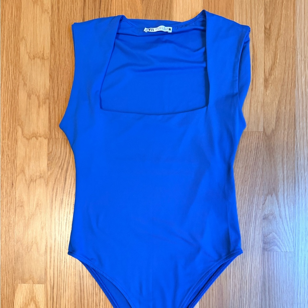 Zara Slate Blue Square Neck Women's Bodysuit (not as bright as photo looks)